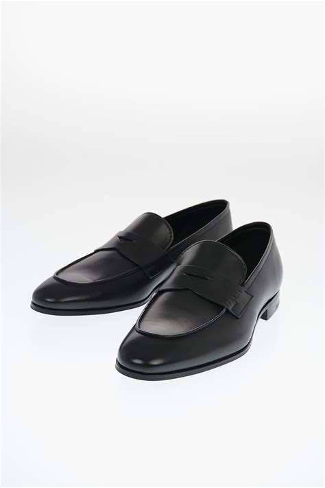 prada leather logo penny loafers|prada penny loafers men's.